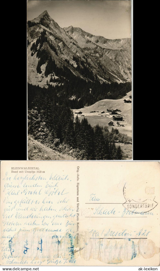 Ansichtskarte Kleinwalsertal-Mittelberg Kleinwalsertal Baad Mit Unspitze 1956 - Autres & Non Classés