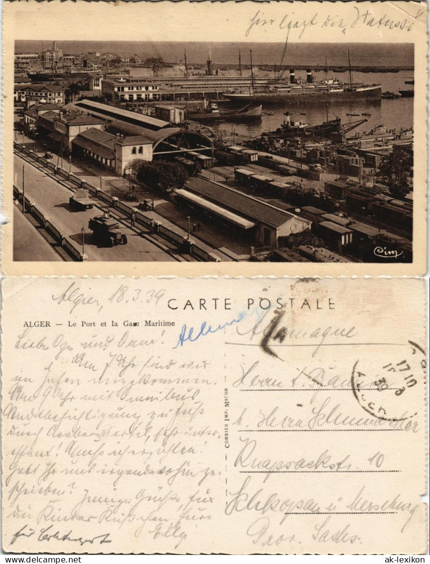 Postcard Algier دزاير Le Port Et La Gare Maritime 1939 - Algerien