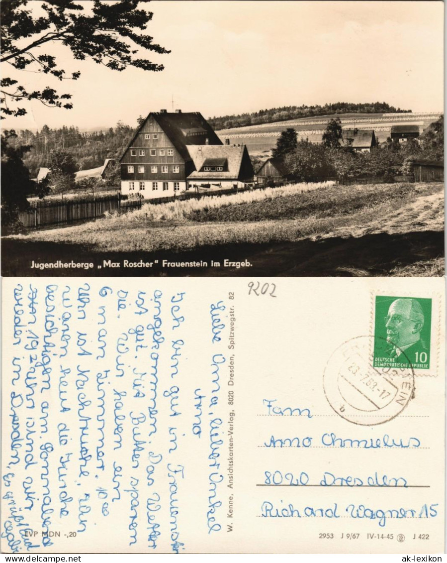 Frauenstein (Erzgebirge) Jugendherberge Max Roscher Erzgebirge DDR AK 1969/1967 - Frauenstein (Erzgeb.)