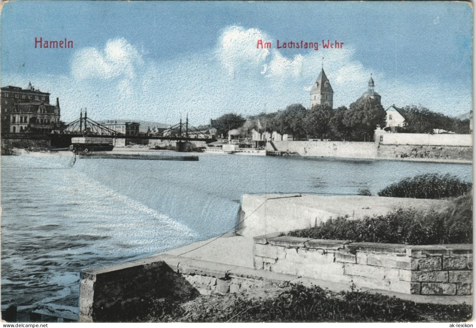 Ansichtskarte Hameln Partie Am Lachs-Fangwehr 1913 - Hameln (Pyrmont)