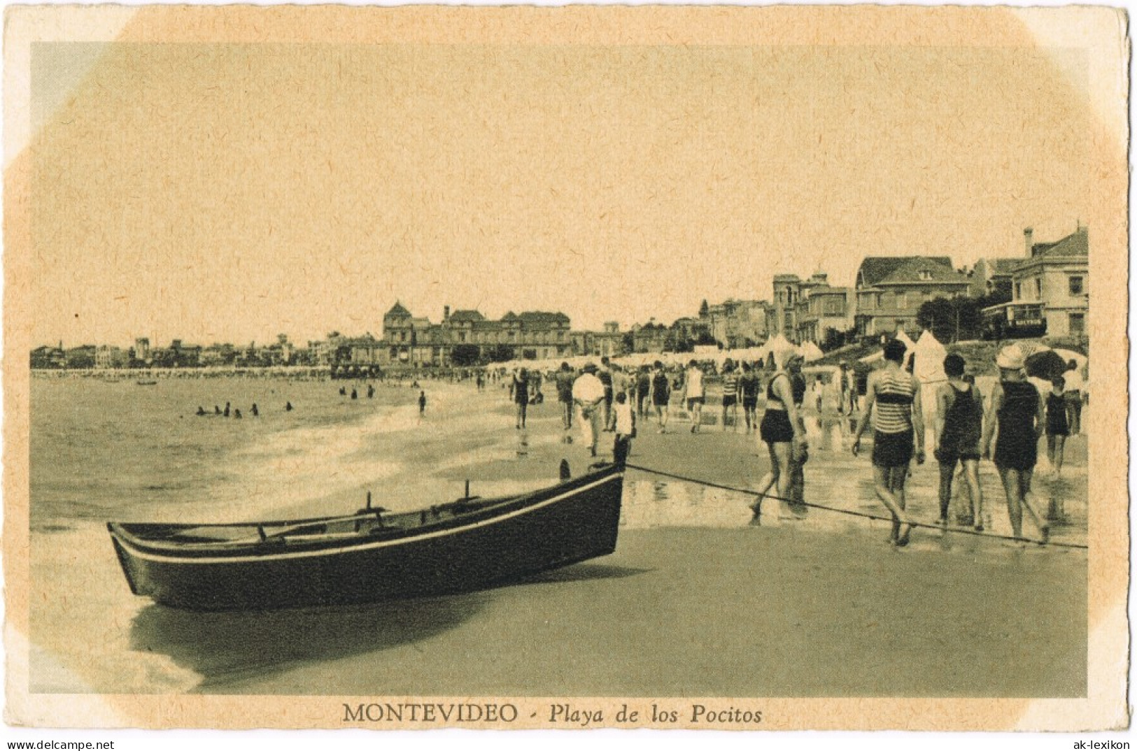 Postcard Montevideo Strandleben Uruquay Playa De Los Pocitos 1930 - Uruguay