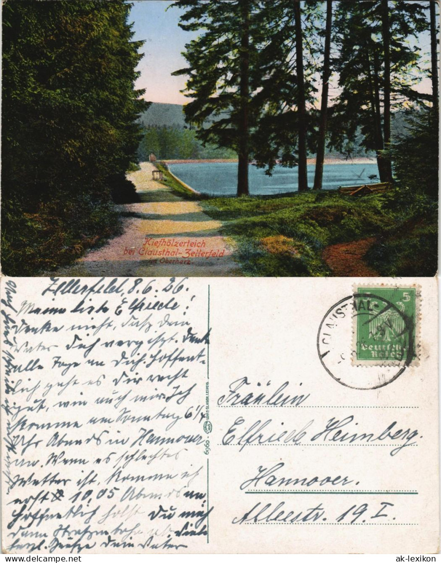 Ansichtskarte Clausthal-Zellerfeld Kiefhölzerteich Oberharz 1926 - Clausthal-Zellerfeld