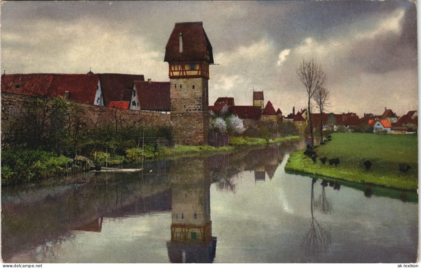 Ansichtskarte Dinkelsbühl Partie Am Stadtgraben Mit Bäurlin's Turm 1910 - Dinkelsbühl