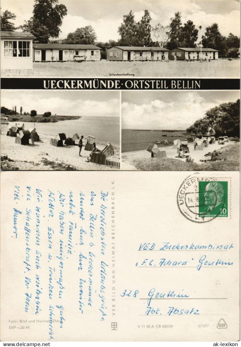 Bellin-Ueckermünde DDR Mehrbild-AK Ortsansichten Urlaubersiedlung Strand 1969 - Ückermünde