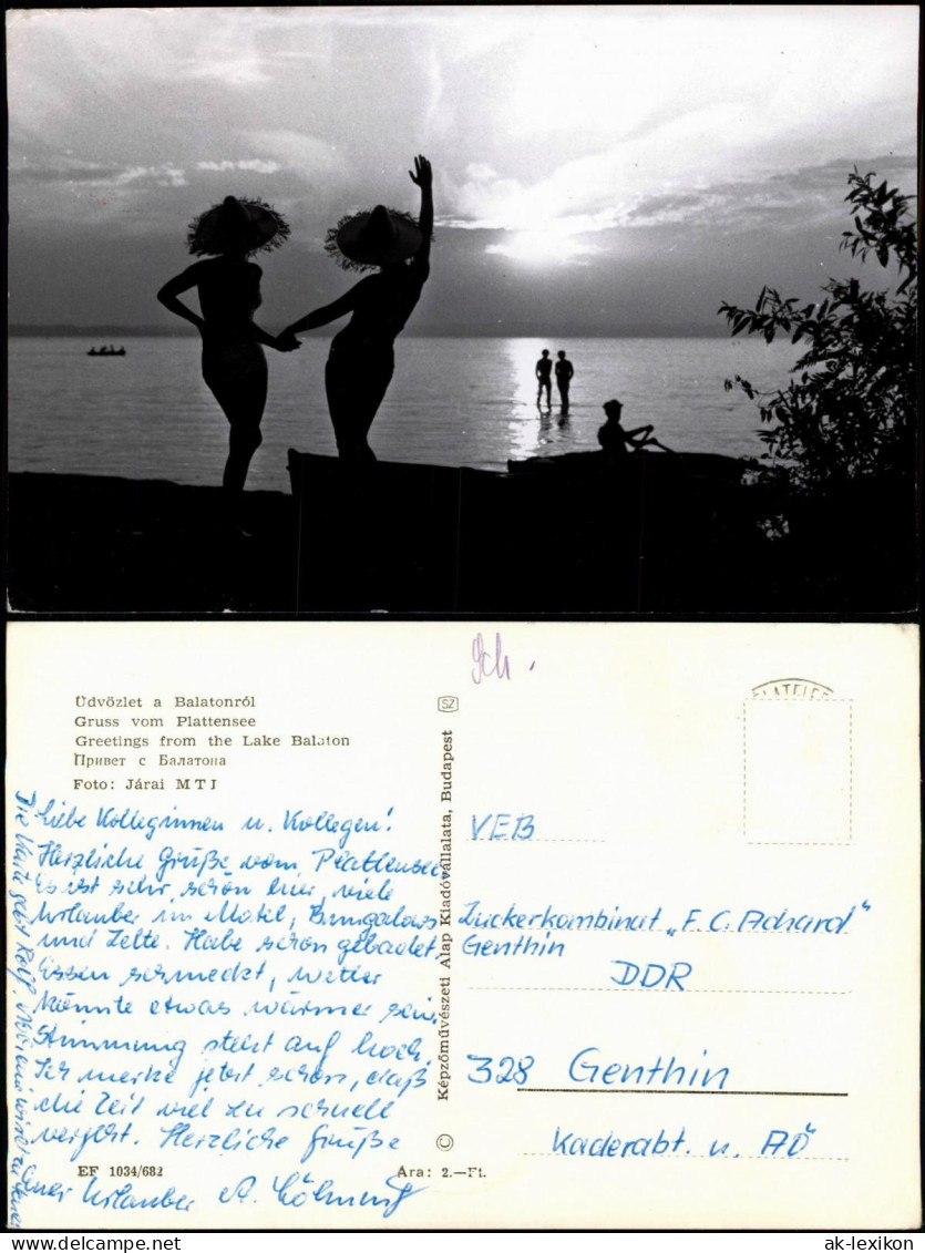 .Ungarn Udvözlet A Balatonról Balaton Schone Frauen - Sonnenuntergang 1968 - Hungría