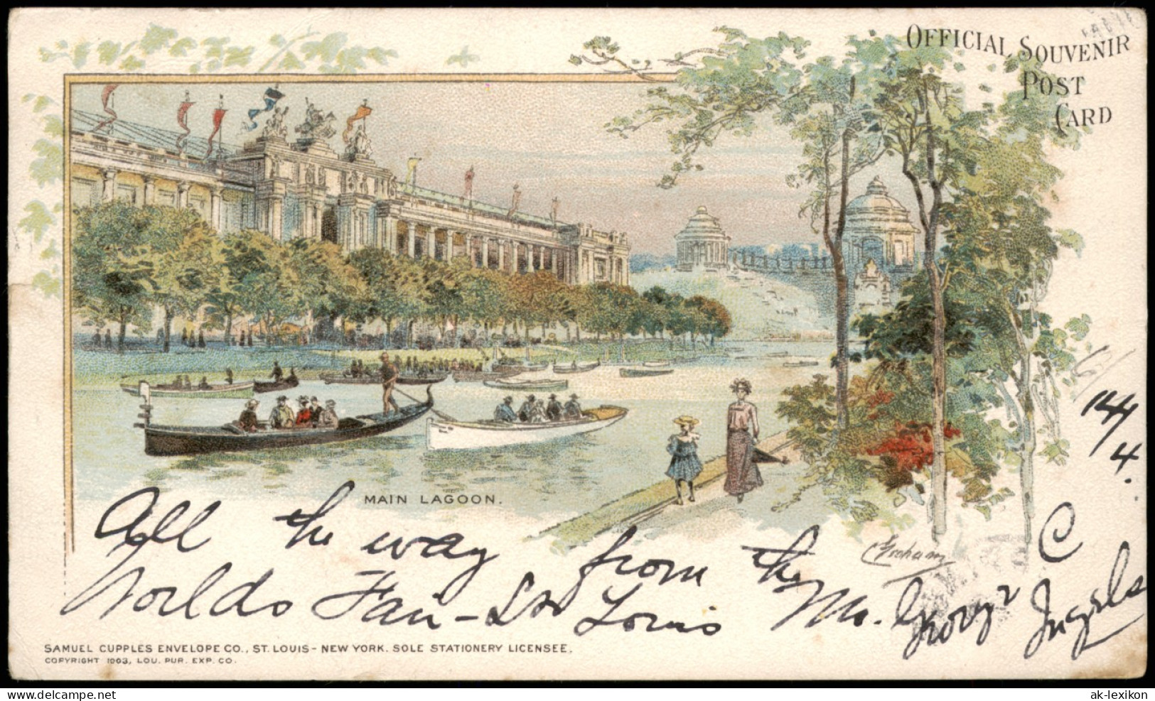 Postcard St. Louis Exposition - Künstlerkarte 1904  Ankunftsstempel Göppingen - Autres & Non Classés