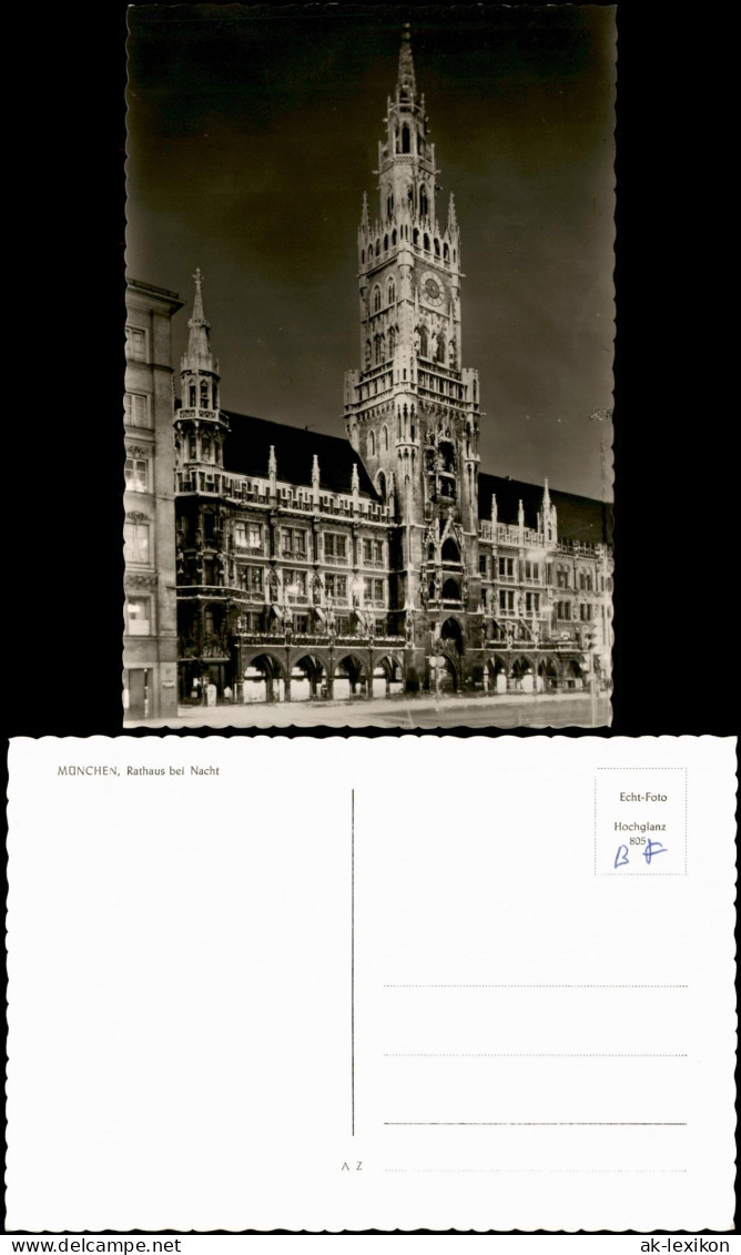 Ansichtskarte München Rathaus Bei Nacht, Town Hall By Night 1960 - München