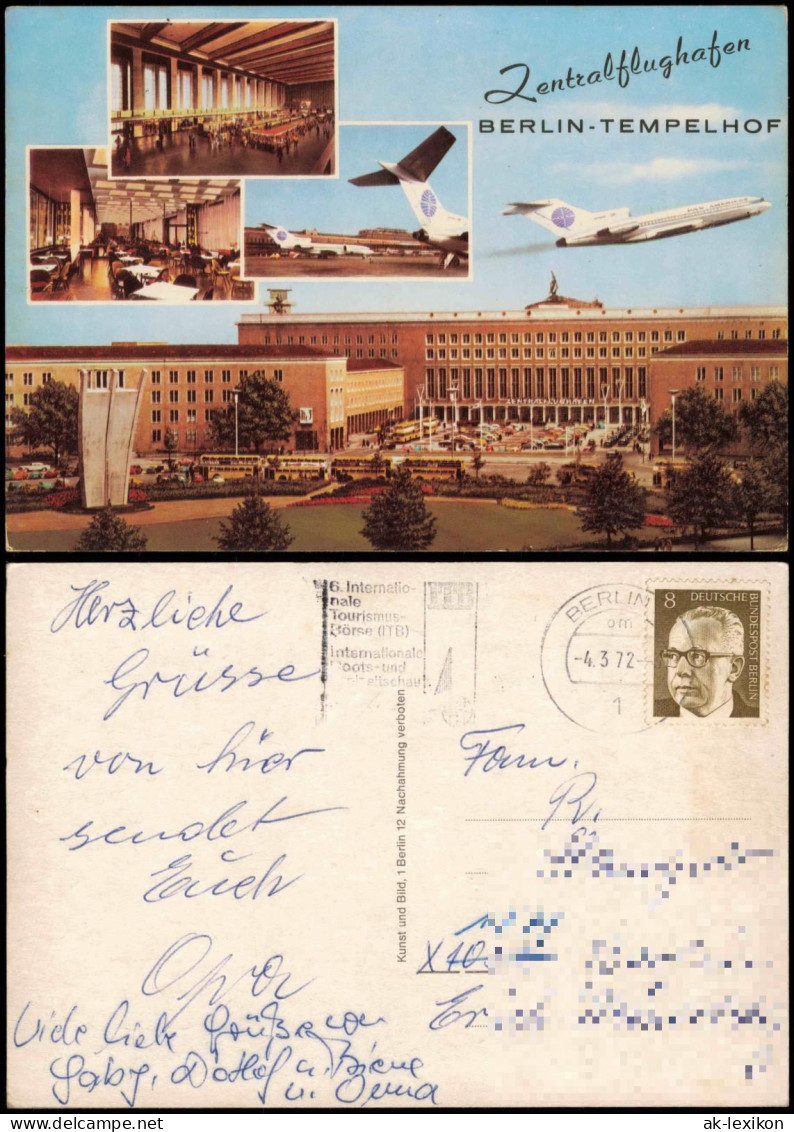 Tempelhof Berlin Mehrbild-AK Zentral-Flughafen  Terminal-Ansichten 1972 - Tempelhof