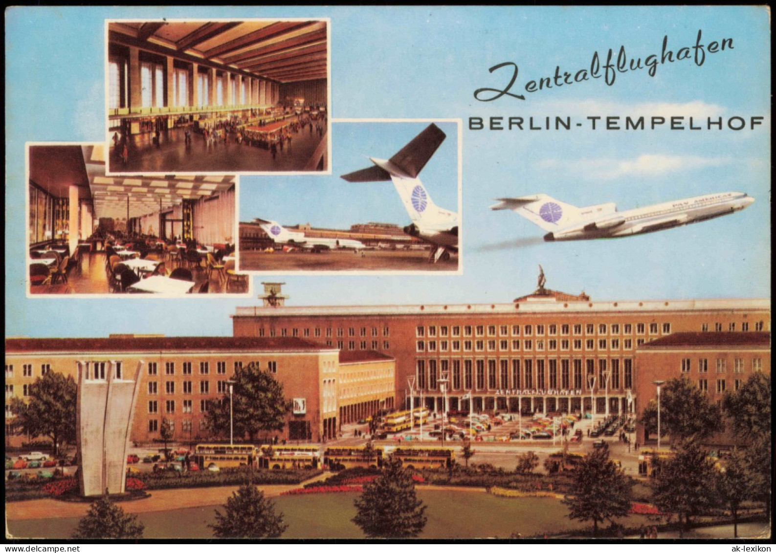 Tempelhof Berlin Mehrbild-AK Zentral-Flughafen  Terminal-Ansichten 1972 - Tempelhof