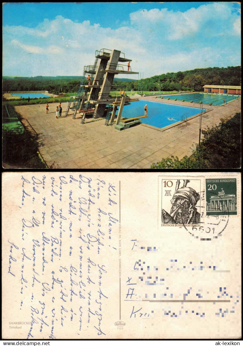 Ansichtskarte Saarbrücken Schwimmbad Sprungturm Im Freibad Totobad 1972 - Saarbruecken