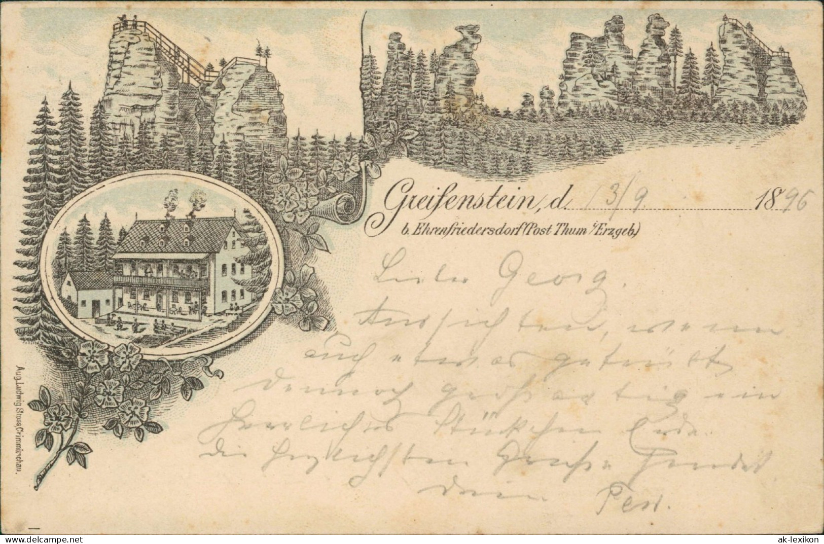 Ansichtskarte Thum Greifenstein, Gasthaus - Sachsen Vorläufer AK 1896 - Thum