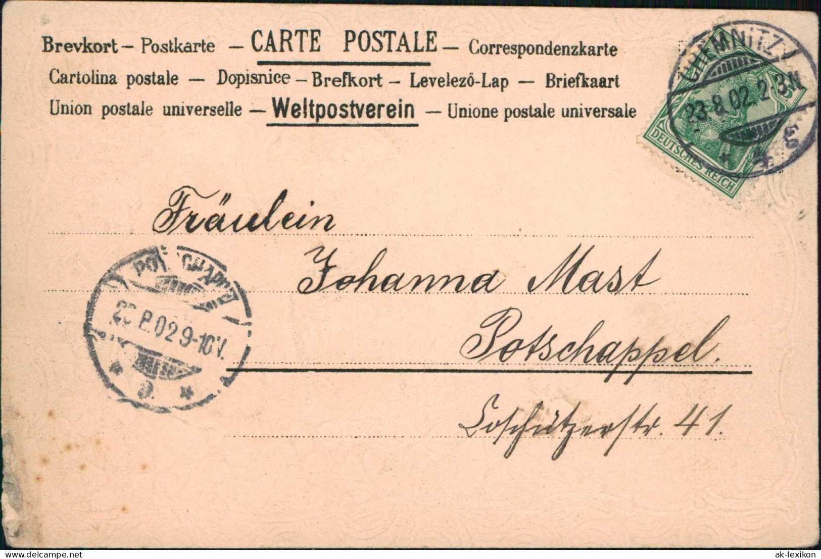 GLÜCKSKARTE Kleeblatt Frauen - Kleeduft 1902 Goldrand/Prägekarte - Other & Unclassified