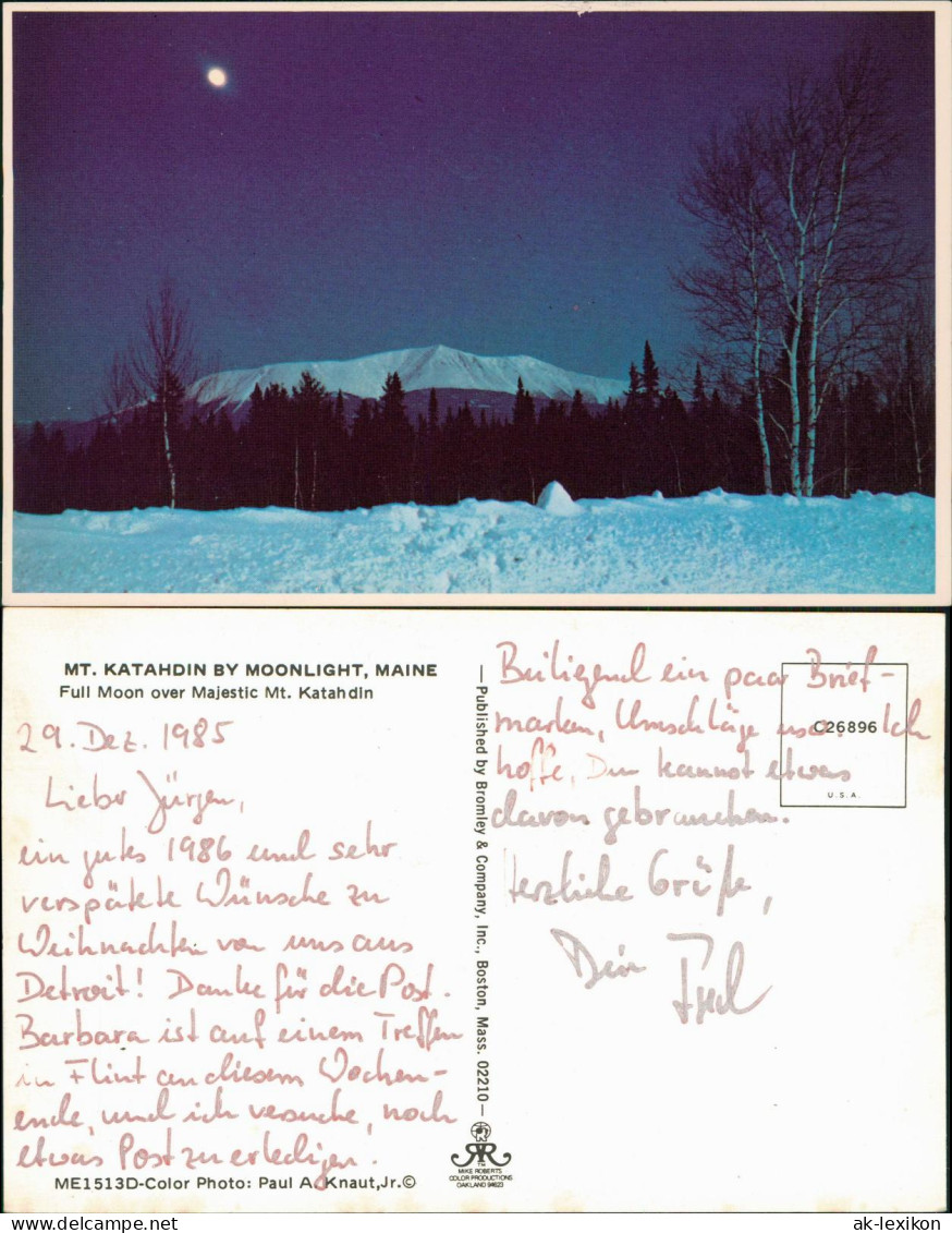 Maine Unsortiert MT. KATAHDIN BY MOONLIGHT, MAINE USA Amerika 1985 - Autres & Non Classés