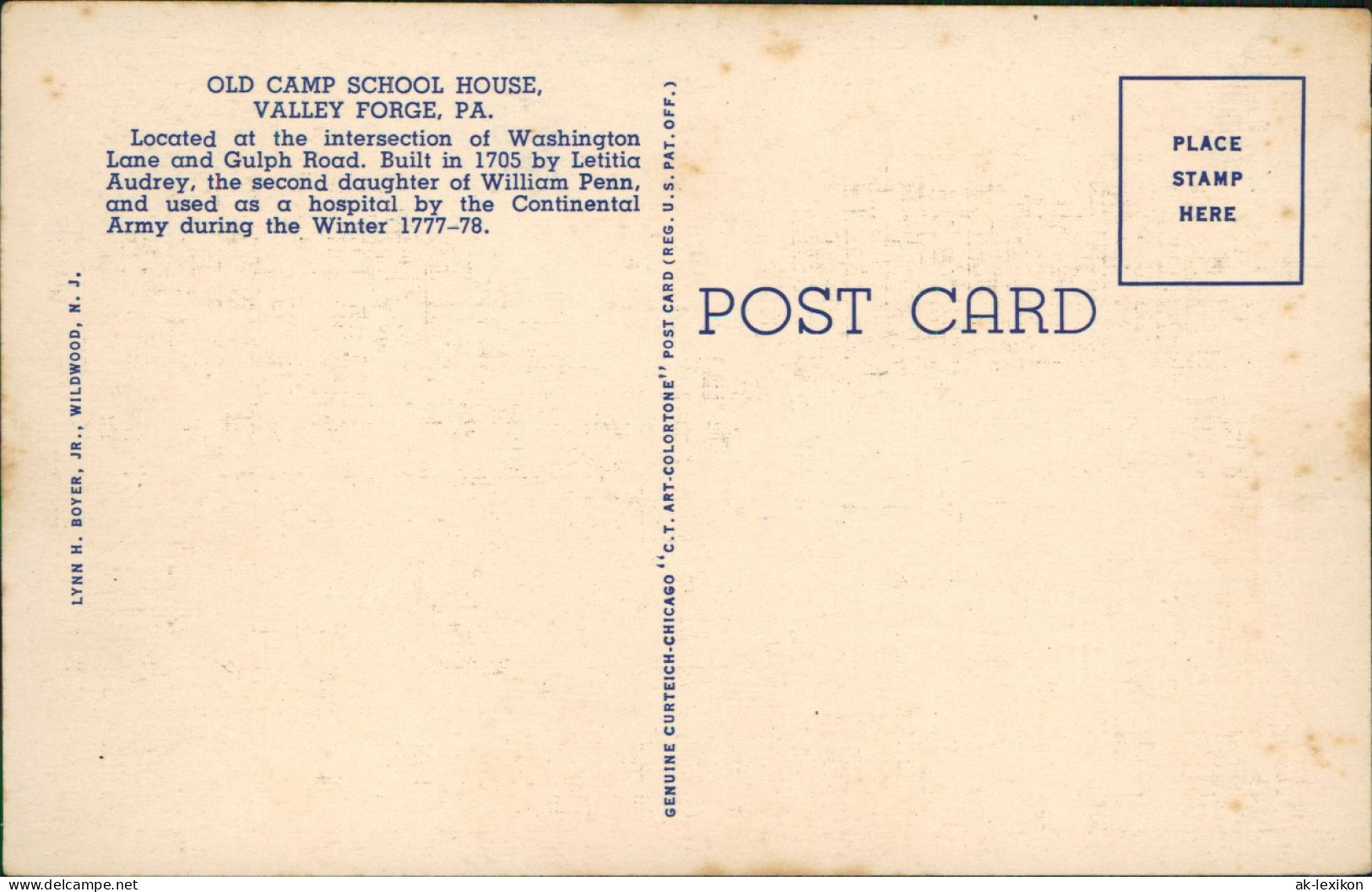 .USA United States Of America OLD CAMP SCHOOL HOUSE, VALLEY FORGE, PA. USA 1930 - Other & Unclassified