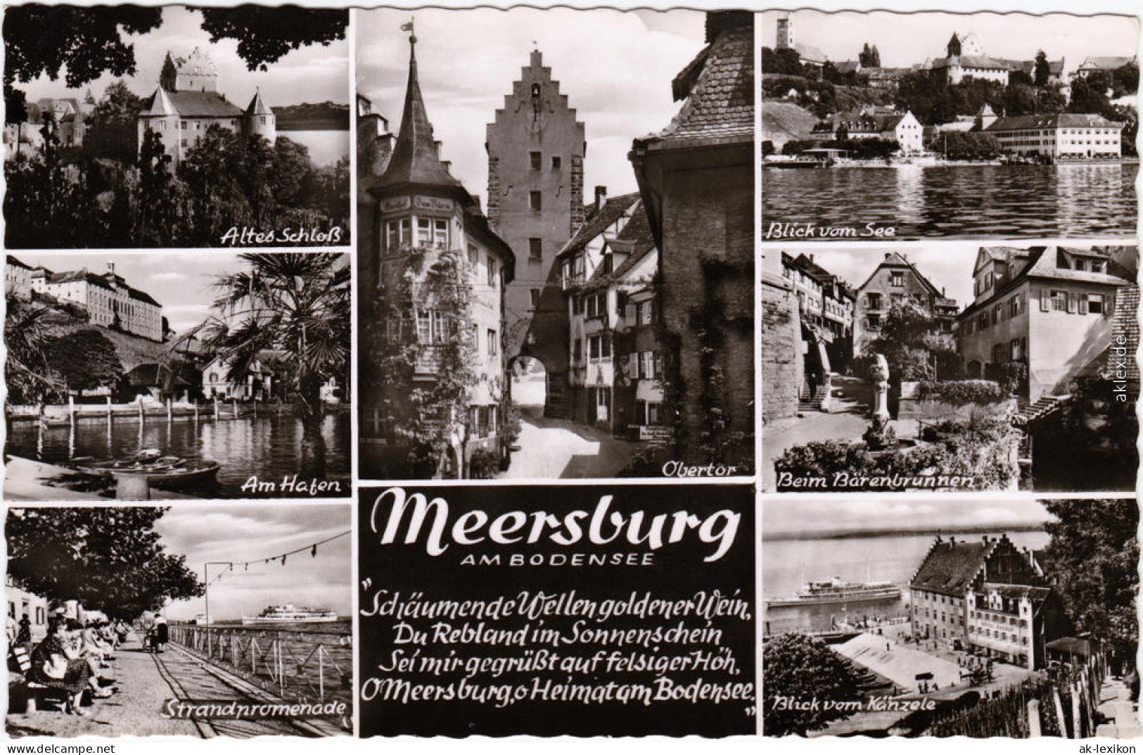 Meersburg Strandpormenade. Obertor, Känzele Foto Anichtskarte 1968 - Meersburg