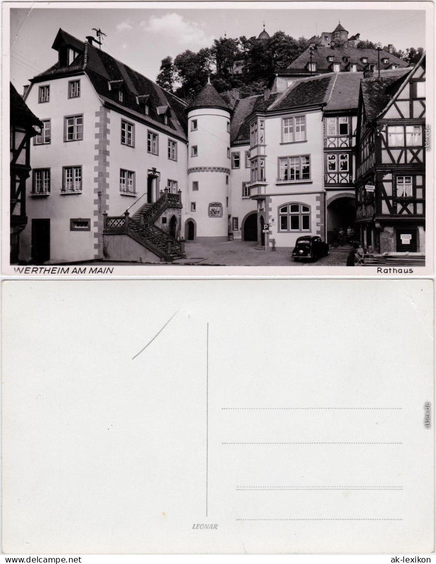 Wertheim Rathaus Foto Ansichtskarte Auto Und Platz 1965 - Wertheim