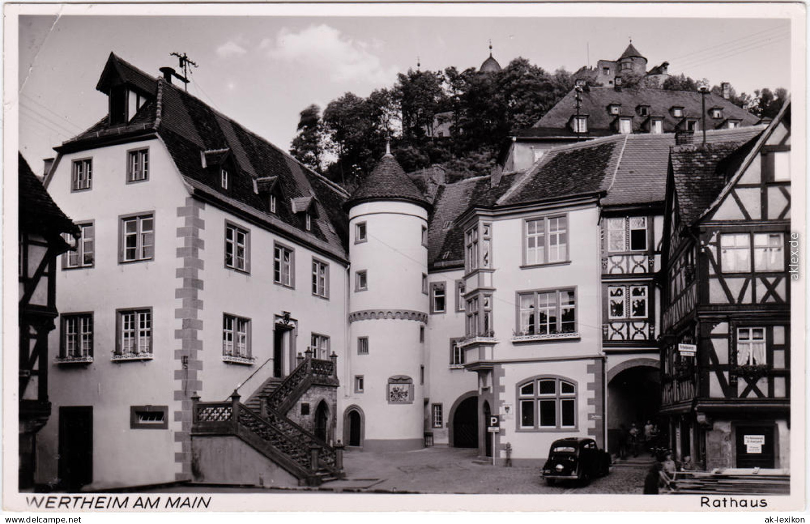 Wertheim Rathaus Foto Ansichtskarte Auto Und Platz 1965 - Wertheim