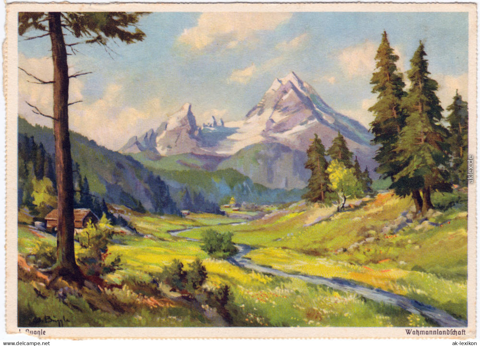 Berchtesgaden Watzann Eduscho Werbung Ansichtskarte Künstlerkarte 1930 - Berchtesgaden
