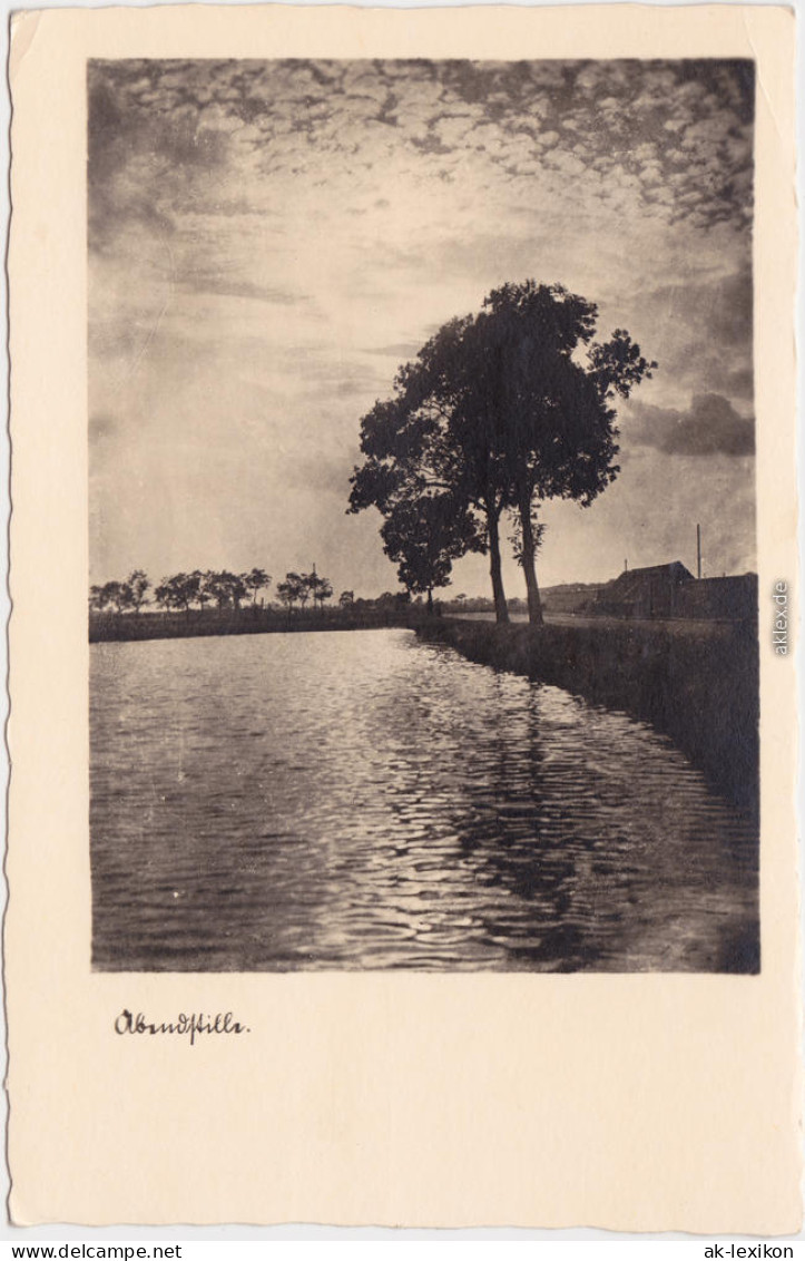 Abendstille Am See Ansichtskarte Bäume Am Fluß Fotokarte 1941 - Zu Identifizieren