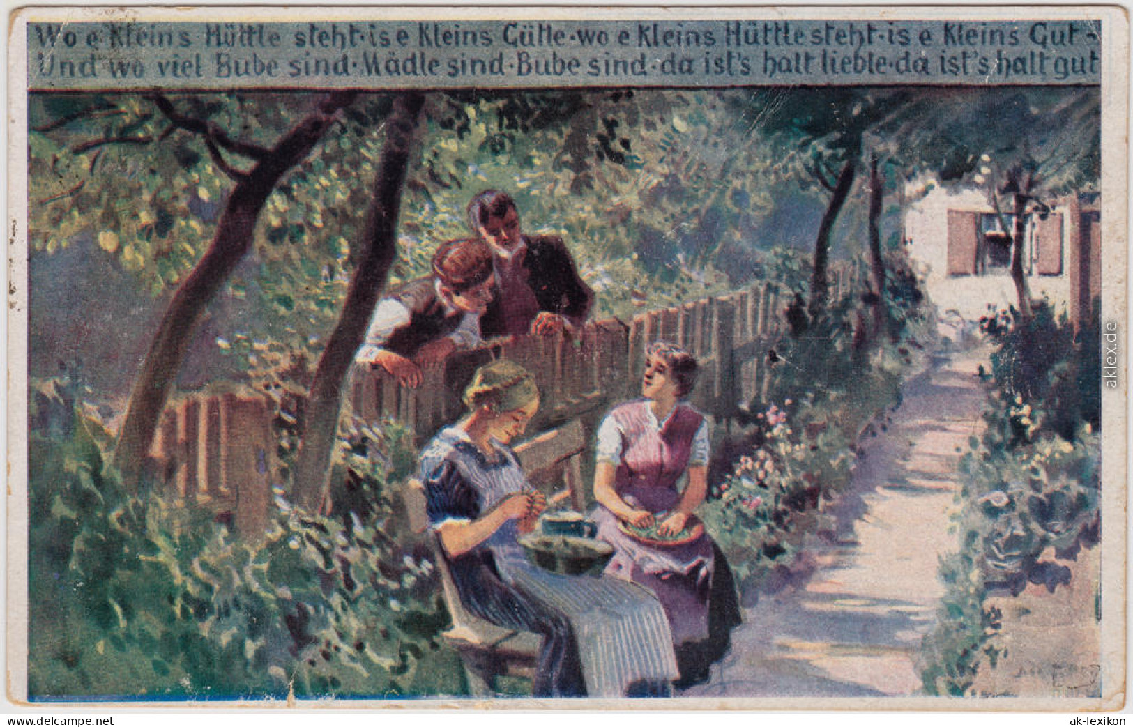 Ansichtskarte  Volksliedkarten Paul Hey 66 - Wo E Klein's Hütt'le Steht 1918 - Musique