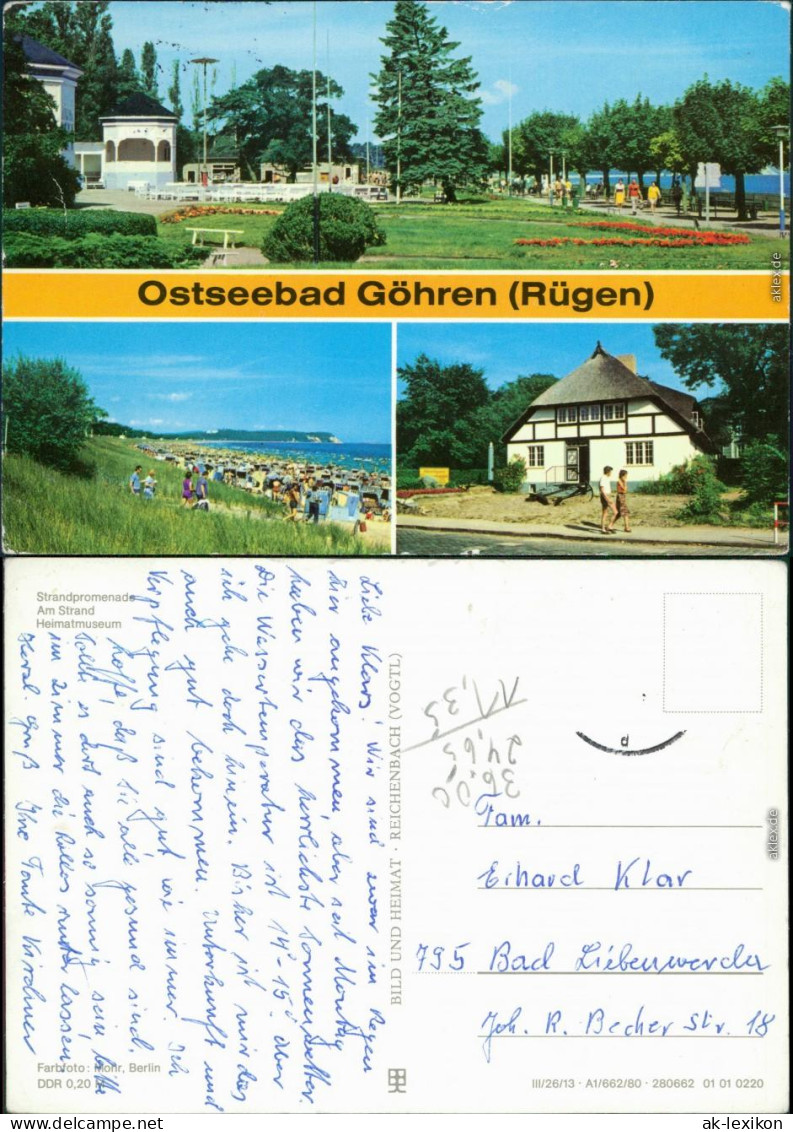 Ansichtskarte Göhren (Rügen) Strandpromenade, Strand, Heimatmuseum 1980 - Göhren