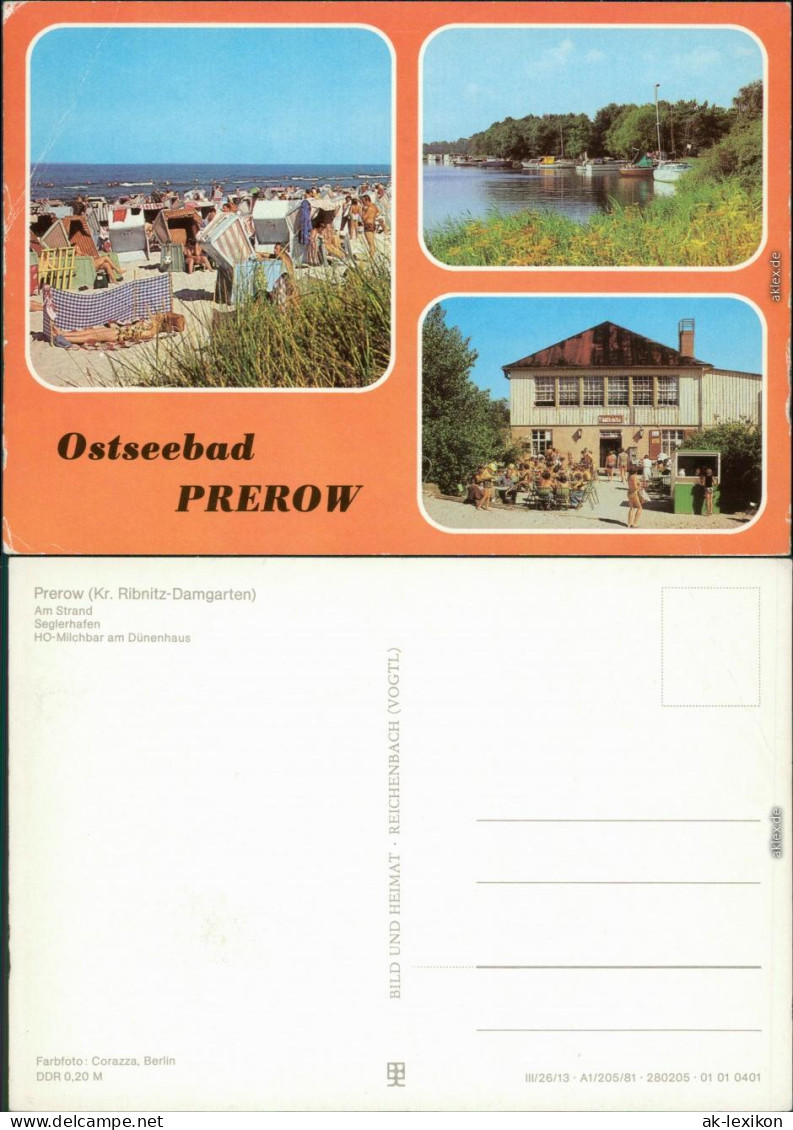 Ansichtskarte Prerow Am Strand, Seglerhafen, HO-Milchbar Am Dünenhaus 1981 - Seebad Prerow