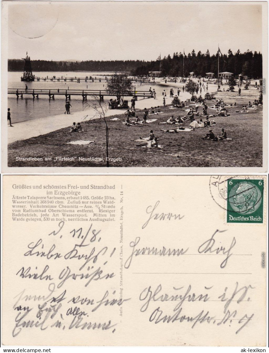 Neustädtel-Schneeberg (Erzgebirge) Strandleben Am Filzteich 1935  - Schneeberg