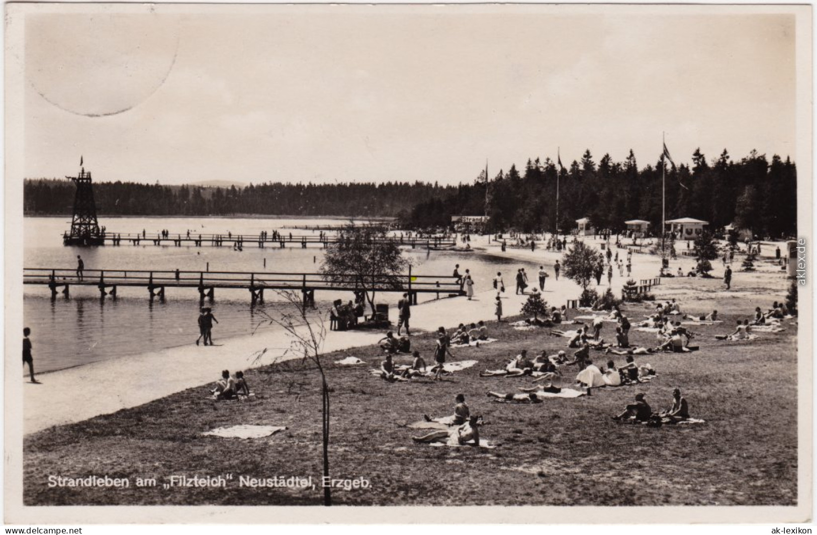 Neustädtel-Schneeberg (Erzgebirge) Strandleben Am Filzteich 1935  - Schneeberg