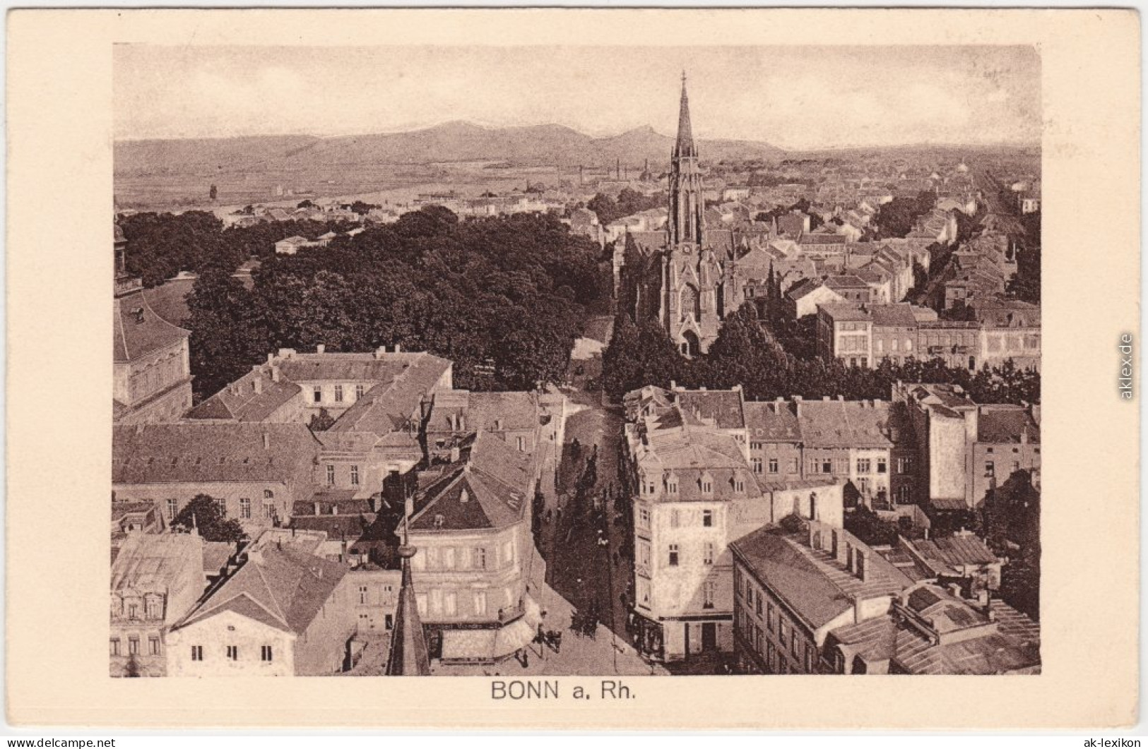Bonn Überblick über Die Stadt Mit Keuzkirche  Straßenpartie 1926 - Bonn