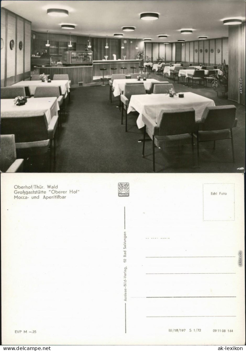 Oberhof (Thüringen) Großgaststätte Oberer Hoch Mocca- Und Aperitifbar 1972  - Oberhof