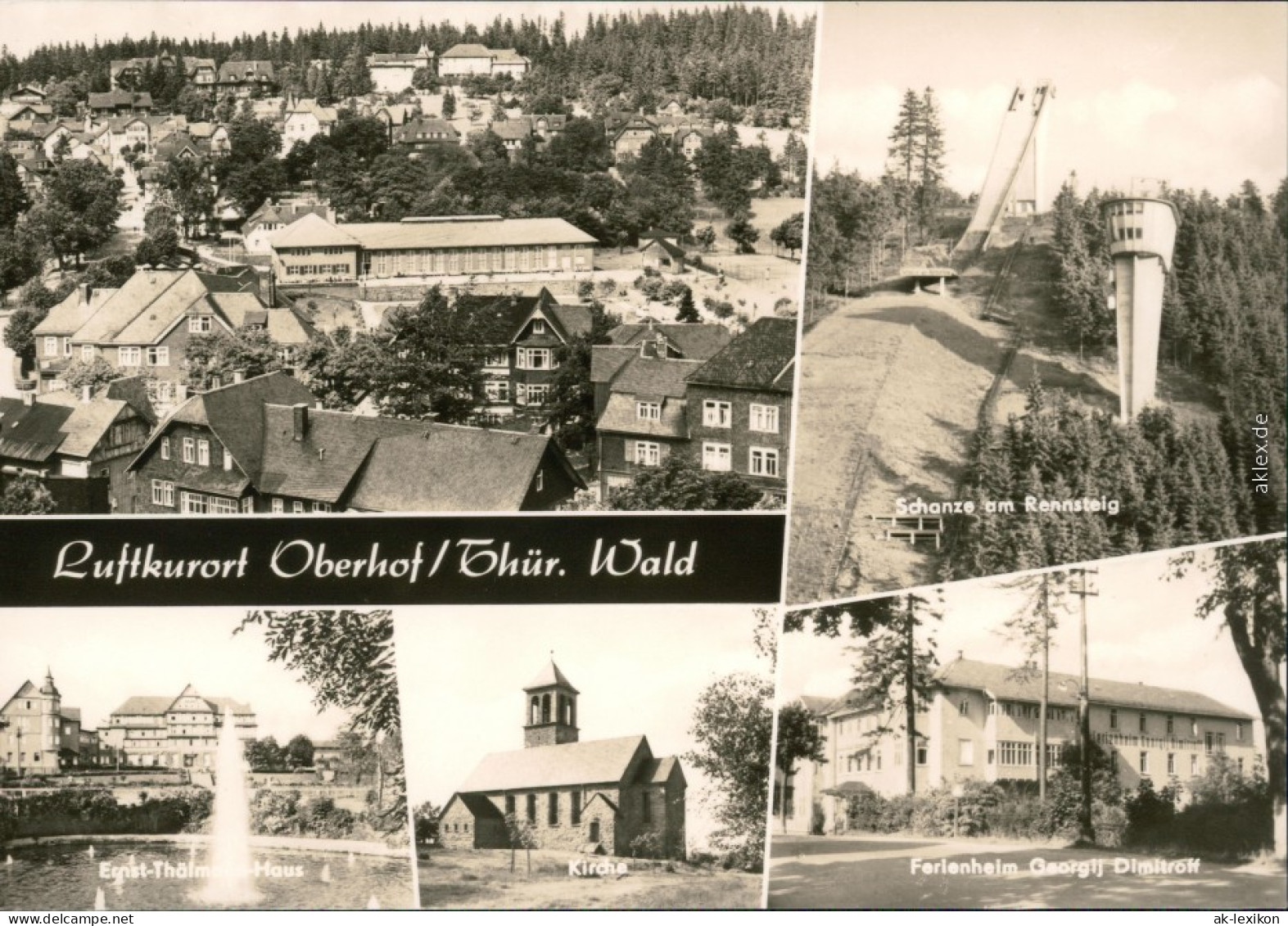 Oberhof (Thüringen) Mehrbild: Stadt, Sprungschanze, Kirche 1970  - Oberhof