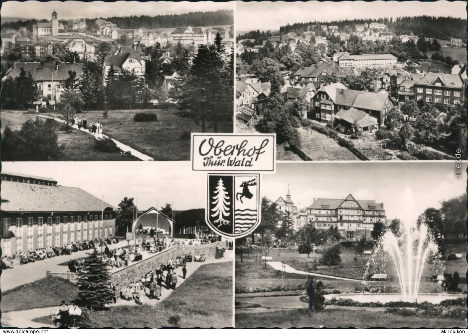 Oberhof (Thüringen) Panorama-Ansicht, Konzertpavillon, Häuseransicht 1960 - Oberhof