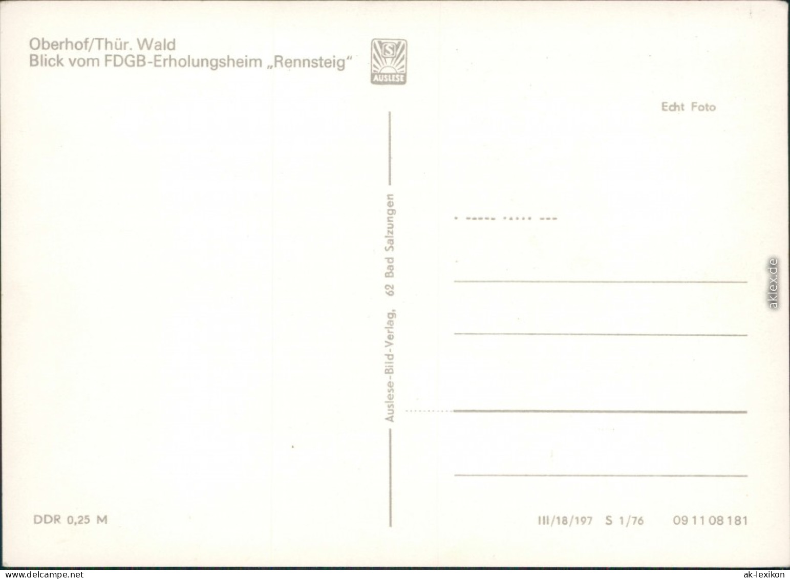 Ansichtskarte Oberhof (Thüringen) FDGB-Erholungsheim "Rennsteig" 1976 - Oberhof