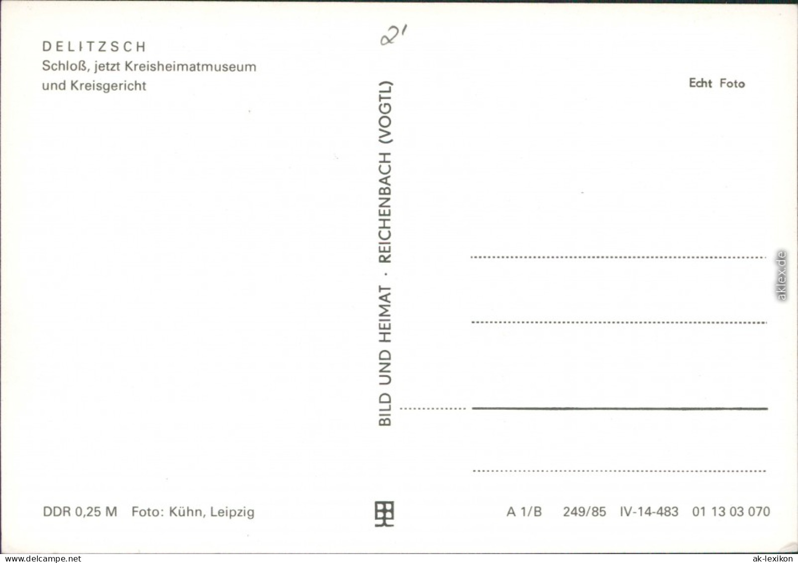 Ansichtskarte Delitzsch Schloss, Jetzt Kreismuseum Und Kreisgericht 1985 - Delitzsch