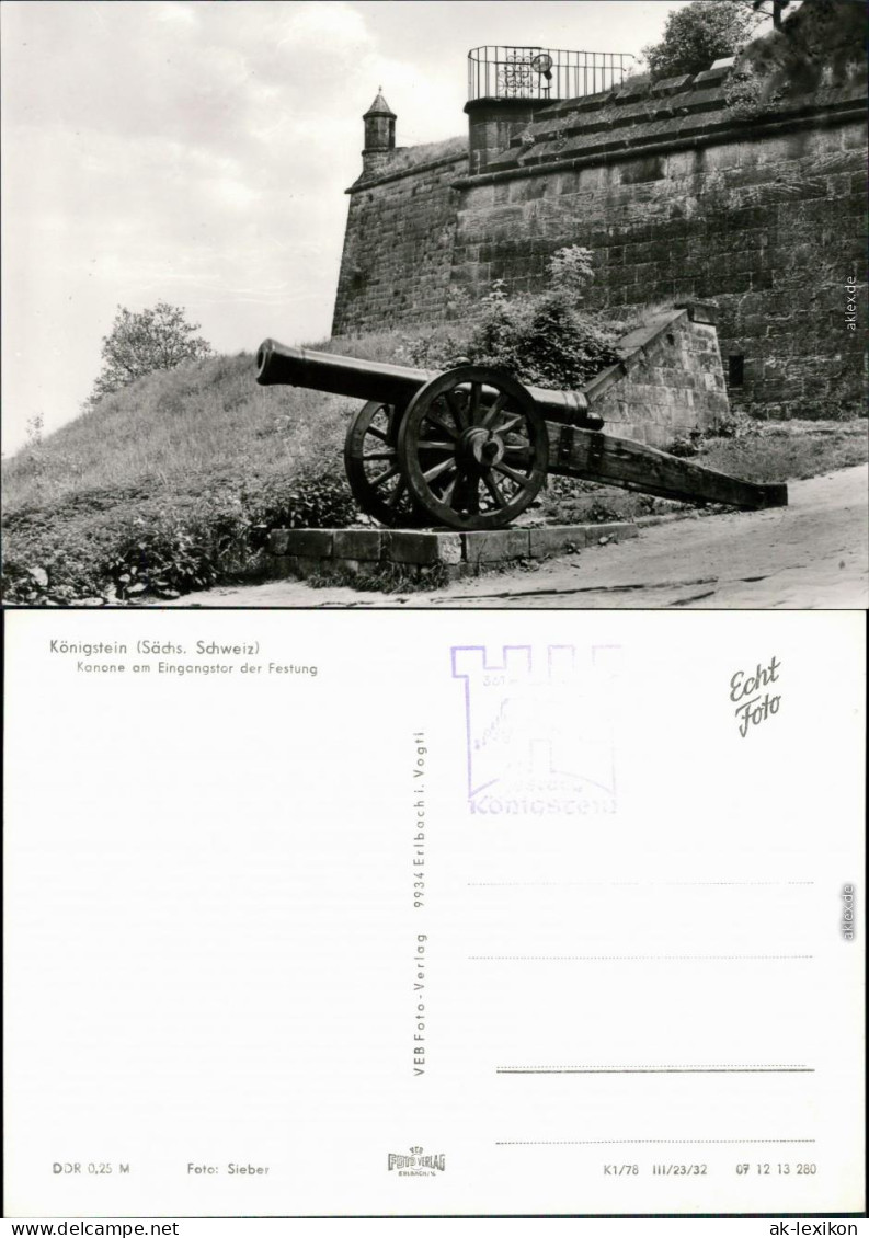 Königstein (Sächsische Schweiz) Festung Königstein: Kanone Am Eingangstor 1978 - Koenigstein (Saechs. Schw.)