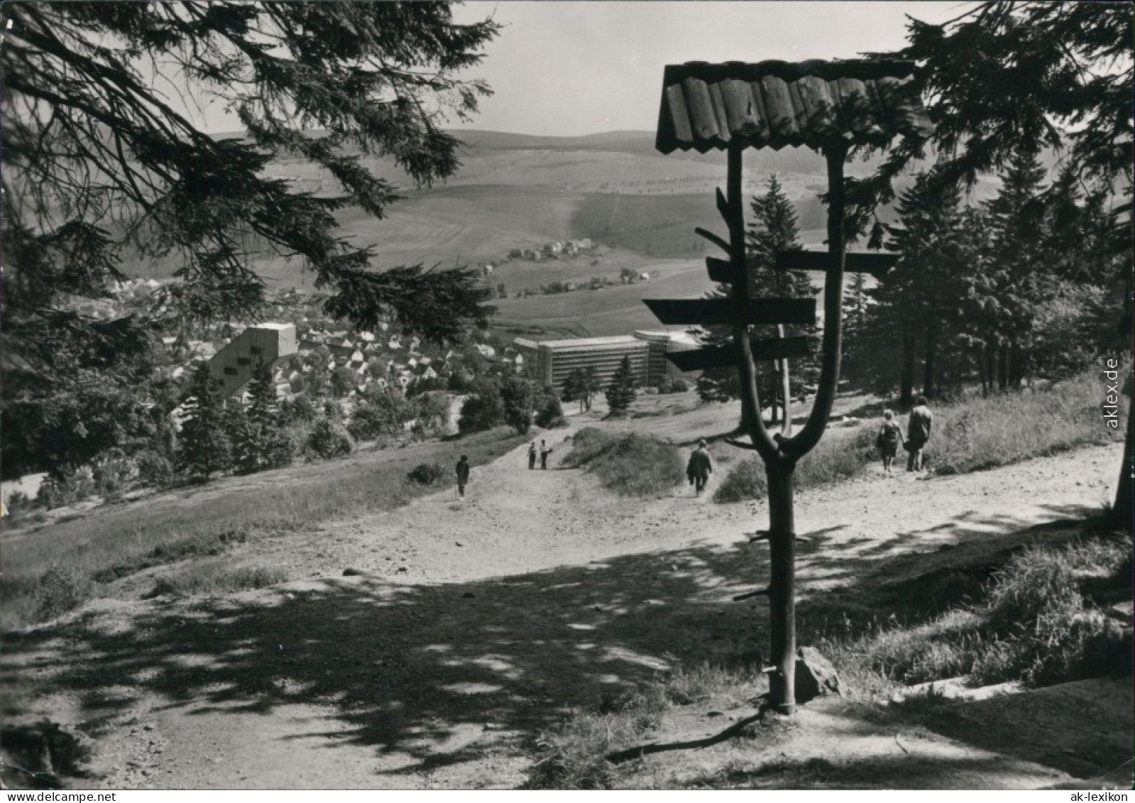 Ansichtskarte Oberwiesenthal Wegweiser - Blick Auf Die Stadt 1980  - Oberwiesenthal