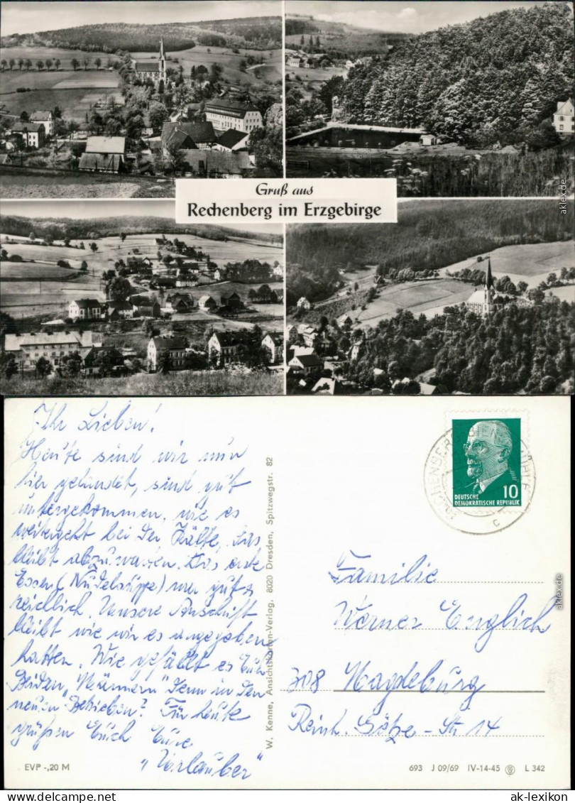 Rechenberg-Bienenmühle Blick Zur Kirche, Freibad, Überblick, Kirche 1969 - Rechenberg-Bienenmühle