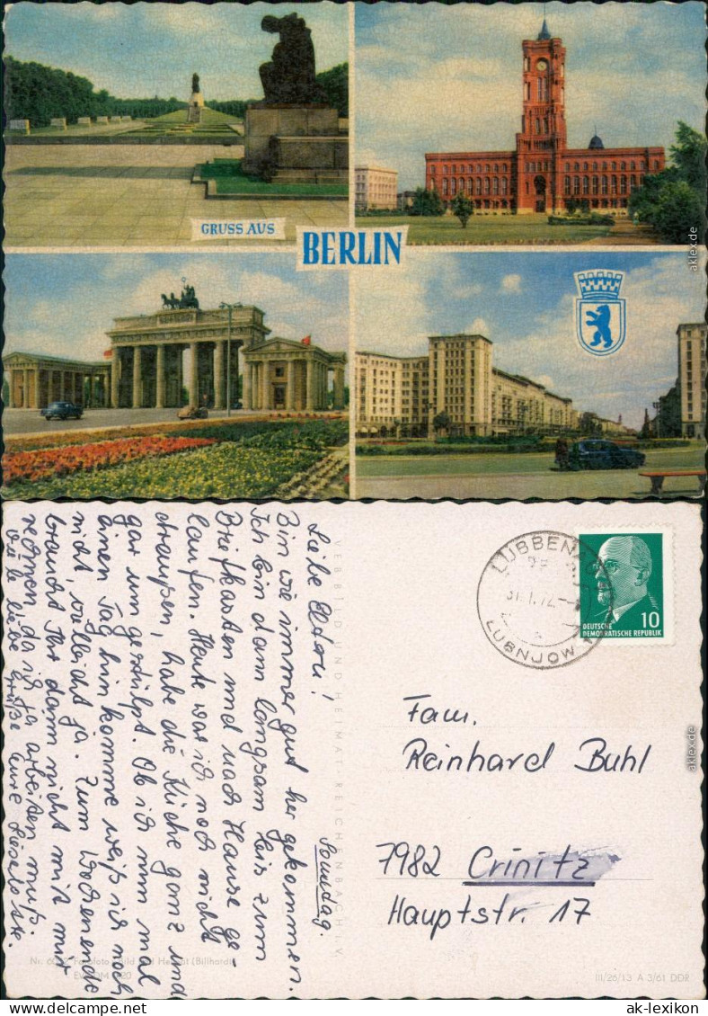 Ansichtskarte Berlin Denkmal, Rathaus, Brandenburger Tor, Stalinallee 1962 - Other & Unclassified