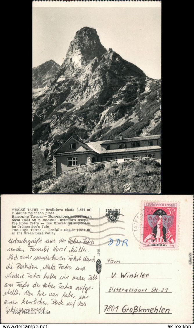 Vysoké Tatry Chata Pri Zelenom Plese/Die Brncal-Hütte Im Grünen See's Tale 1965 - Slowakije