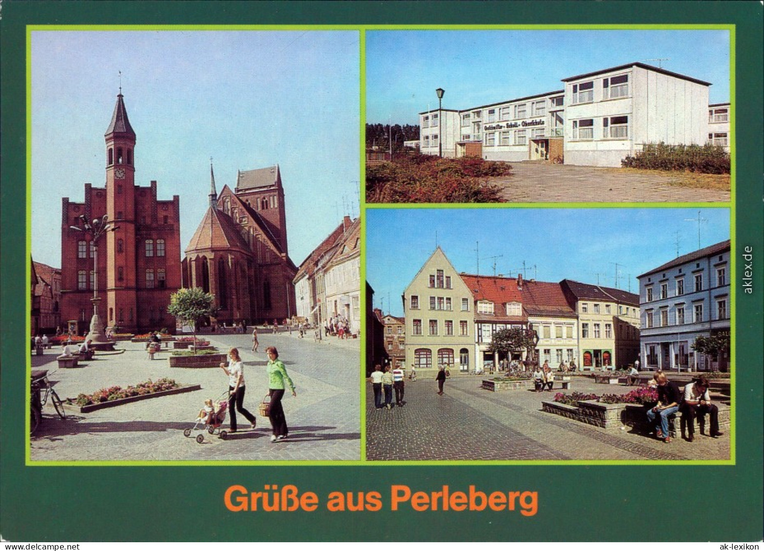 Perleberg Rathaus, Geschwister-Scholl-Oberschule, Großer Markt 1986 - Perleberg