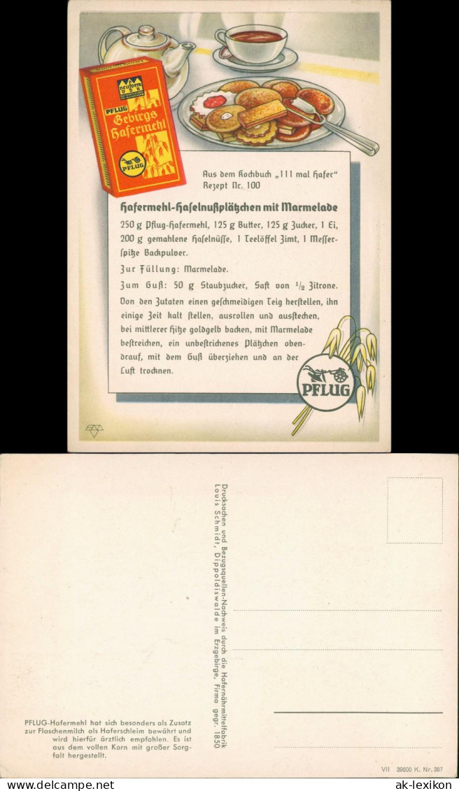 Ansichtskarte  Künstler Werbekarte PFLUG Gebirgshafermehl 1940 - Publicité