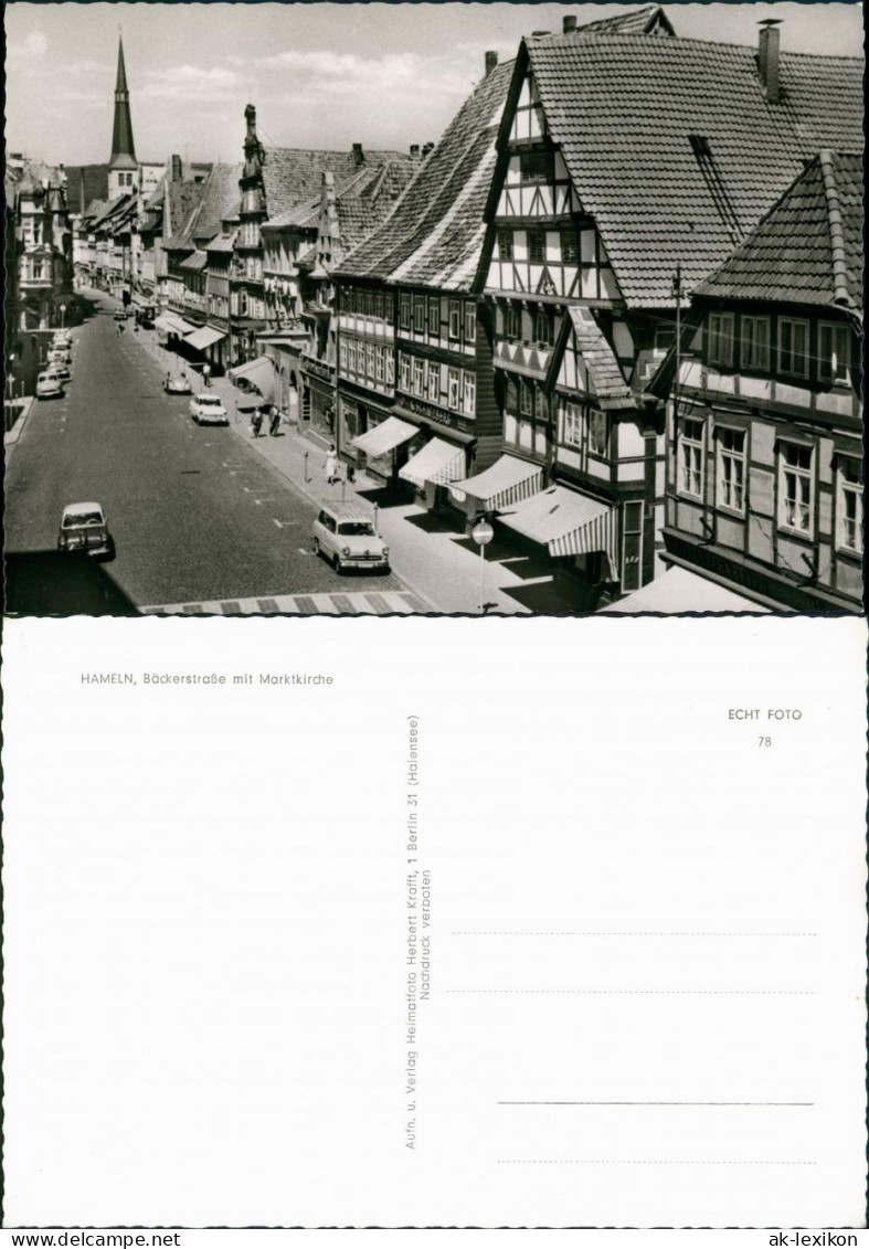 Ansichtskarte Hameln Bäckerstraße, Autos 1961 - Hameln (Pyrmont)