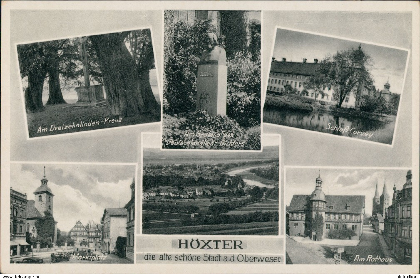 Ansichtskarte Höxter (Weser) MB: Denkmal, Stadt, Schloß 1940 - Höxter