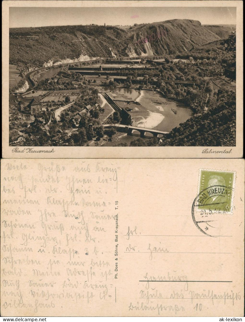 Ansichtskarte Bad Kreuznach Salinental Panorama Mit Fluss Nahe, Brücke 1932 - Bad Kreuznach