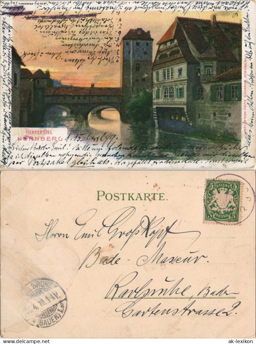 Ansichtskarte Nürnberg Henkersteg - Künstlersteg 1899 - Nuernberg