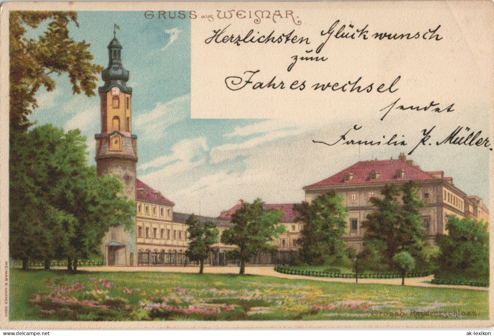 Ansichtskarte Weimar Stadtschloss - Künstlerkarte 1908 - Weimar