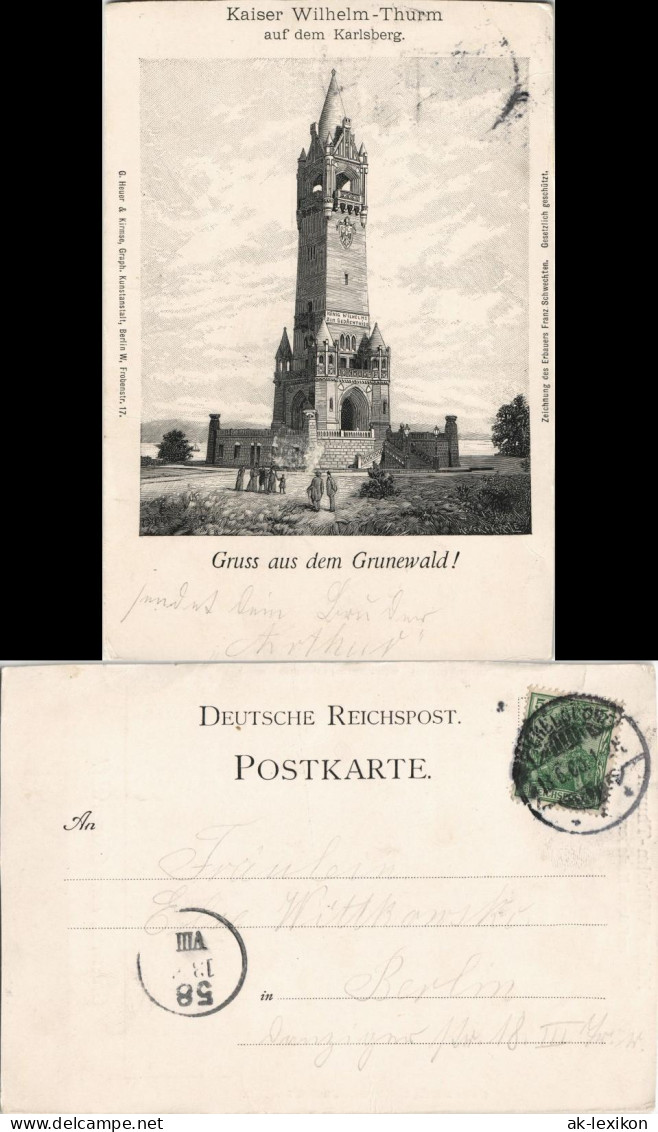 Ansichtskarte Grunewald-Berlin Kaiser Wilhelm-Turm, Karlsberg 1900 - Grunewald
