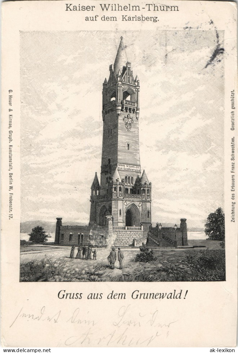 Ansichtskarte Grunewald-Berlin Kaiser Wilhelm-Turm, Karlsberg 1900 - Grunewald