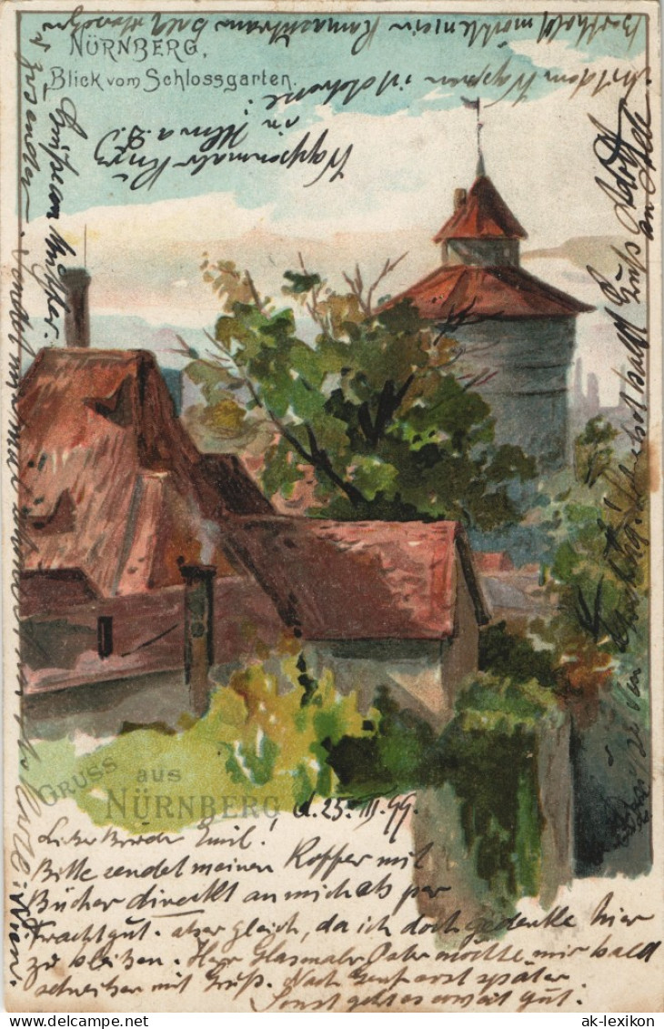 Ansichtskarte Nürnberg Künstlerkarte - Schloss 1899 - Nuernberg