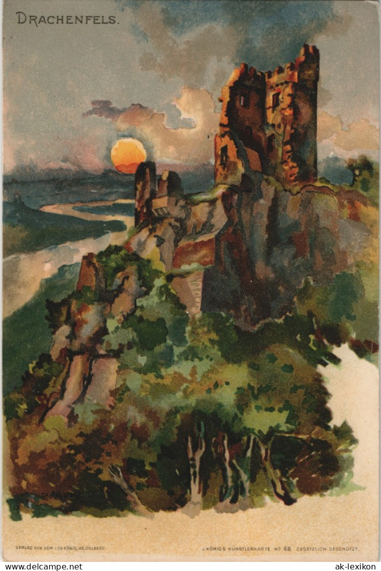 Bad Godesberg-Bonn Burg Drachenfels (Siebengebirge) - Künstlerkarte 1901 - Bonn